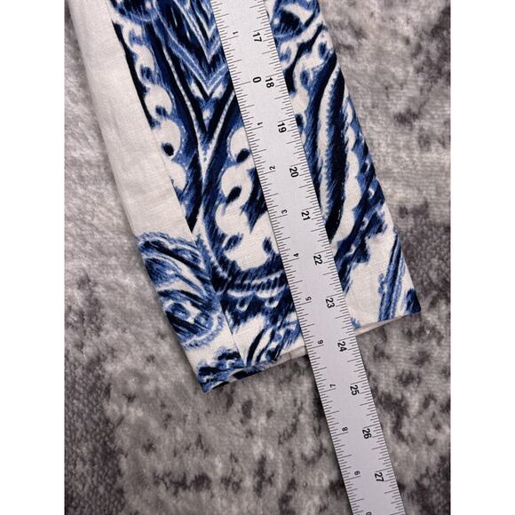 Chicos Jacket 1 / Medium Womens Linen White & Blue Paisley Spring Summer - Picture 5 of 7